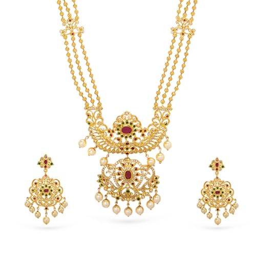 Image of Rubans American Diamond Zirconia Necklace Set Traditional Stylish Jewellery Gift for Women & Girls