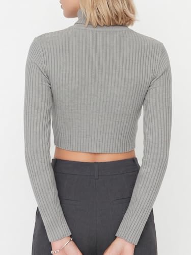 Image of MixMatchy Women's Cropped Ribbed Turtleneck Sweater