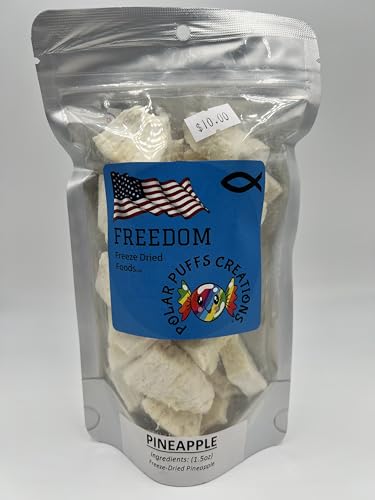 Freedom Freeze-Dried Pineapple, Hand Cut, Natural Sweet Tropical Snack, Freeze Dried Fruit, Camping, Hunting, Fishing, Hiking, Backpacking, Freeze Dried Food
