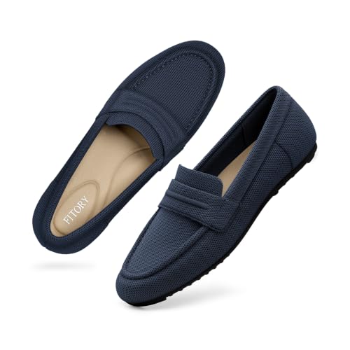 FITORY Loafers for Women, Non-Slip Work Shoes Slip On Walking Dressy | Black Fall Business Casual Comfortable Arch Support Office Leopard Print Wide Foldable Church Travel Everyday Driving