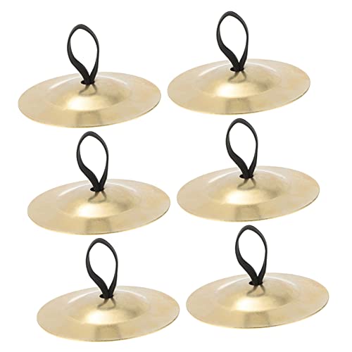 Abaodam 6pcs Gold Brass Cymbals Finger Cymbals Musical Instrument Lightweight Percussion for Dance Zills Cymbal Set Elastic b
