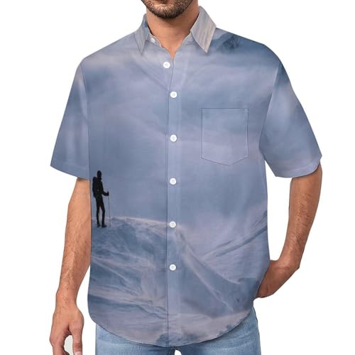 Chemise aventure montagnes enneigées homme coupe décontractée été