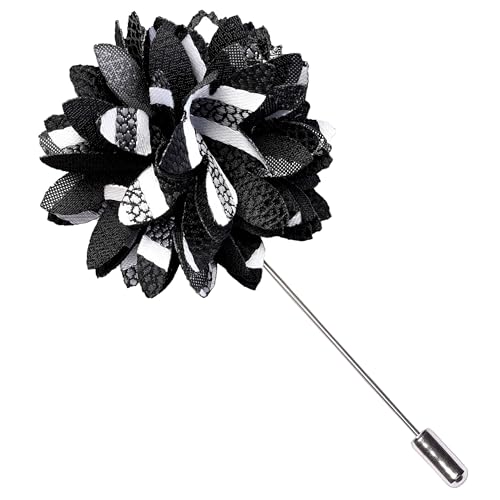 Image of GUSLESON 3.15 inch（8cm） Mens Stripe Tie and Lapel Pin Necktie Hankerchief Cufflinks Set for Men