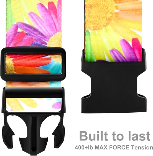 Image of Luggage Straps for Suitcases TSA Approved Easy Pack Organized Suitcase Strap, Luggage Strap, Luggage Belt Strap, Bag Straps for Luggage. Buckle Straps Travel Accessories (Sunflower)