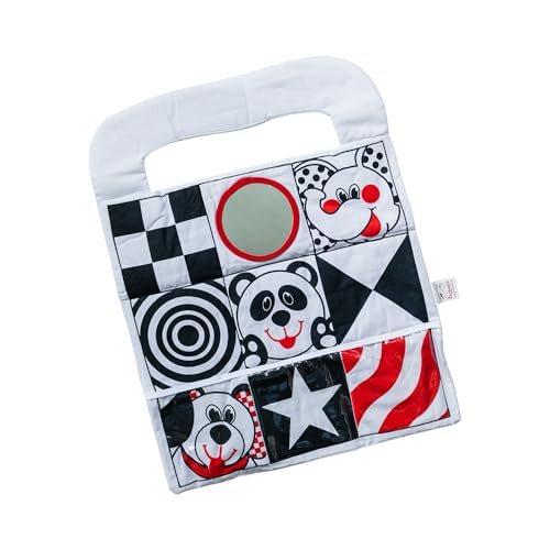 Image of Car Toys for Babies - Infant Car Seat Toy with High Contrast Colors, Reversible Design, Baby Safe Mirror and Storage Pocket - Easy to Attach and Clean, Infant Carseat Toy