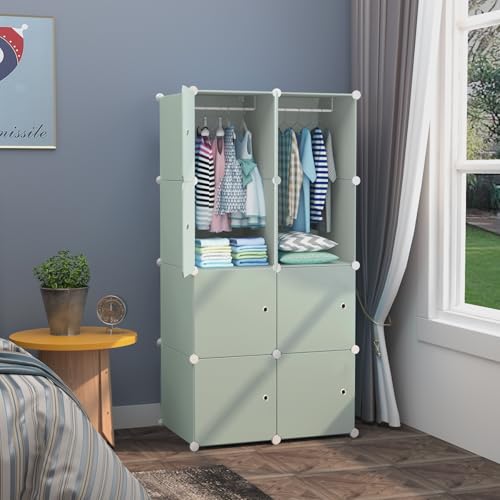 Image of Mevigo Plastic Wardrobe for Kids & Baby | 8-Door Cupboard for Clothes | Almirah for Kids Clothes | Collapsible Baby Wardrobe | Cupboard Storage Rack for Toys Books | Bedroom -Green