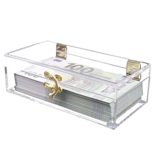 Transparent Acrylic Lockable Cash Box, Money Box for Cash, Money Holder, Cash Organizer, Single Row Currency Tray, Money Storage Box, Money Organizer for Cash