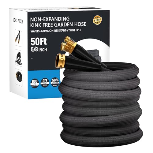 Image of 50 FT Garden Hose, Non-Expanding Water Hose, Ultra Flexible, Burst-Resistant, Kink-Free, High-Pressure Garden Hose for Easy All-Weather Use on Lawns, Gardens, and Outdoor Cleaning