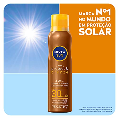 NIVEA SUN Protect & Bronze Spray FPS 30 - Sua fórmula contém ativo pró-melanina, um ingrediente que