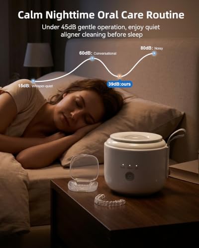 Image of Ultrasonic Retainer Cleaner Machine, 48kHz Dental Cleaning Pod | 5min /10min (Ultrasonic+UV Combo) + 20min Standalone UV, One-Touch Operation, Fits Aligners Retainer Mouth Guards