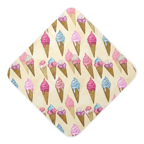 Kigai Baby Hooded Towel Absorbent Baby Bath Shower Towel with Hood for Newborn Boys Girls Babies Infant Toddler (Colorful Ice Cream Cones 30 x 30 in)