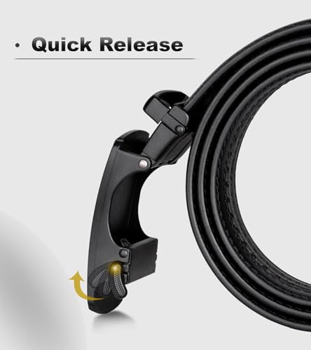 maikun Ratchet Belt Men, Click Black Leather Belt with Adjustable Automatic Buckle3