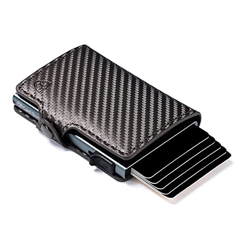 Card Blocr Credit Card Wallet, Credit Card Holder, Rfid Wallet, Minimalist Card Holder, PU Carbon Fiber Wallet, Titanium - Conceal Plus