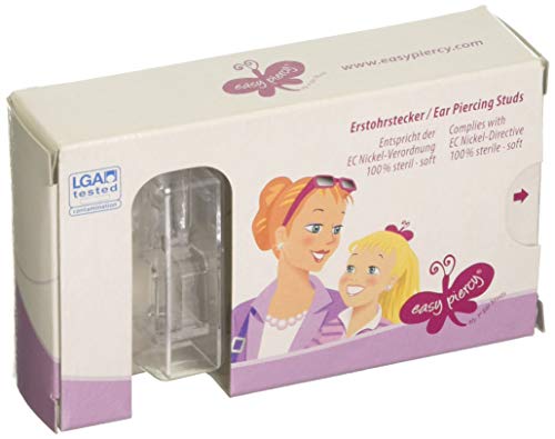 Preisvergleich Produktbild 1 Paar Easy Piercy Comfort Basic Saphir Ohrstecker Weiß