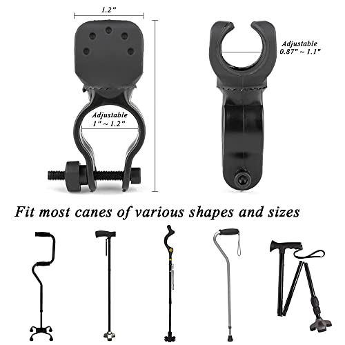 Support de canne pour déambulateur universel ID 1 pouce - Fixation béquille x2 - 3