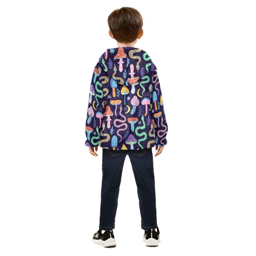 Snakes and Magic Mushrooms Girls Fleece Jacket Girls Fall Jacket Girls Zip Up Hoodie Girls Sherpa Jacket 2-10T4