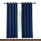 ChadMade Solid Thermal Insulated Blackout Curtain Drape Antique Bronze Grommet/Eyelet Navy 52W x 102