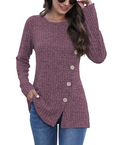 Image of JomeDesign Long Sleeve Shirts for Women Crew Neck Lightweight Sweater Loose Casual Tunic Tops