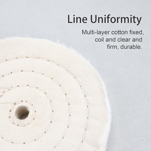 Image of SCOTTCHEN Cotton Buffing Wheel 6 inch Extra Thick Spiral Sewn Polishing Pad for Bench Grinder Tool with 1 /2 inch Arbor Hole(70 Ply) 1PCS