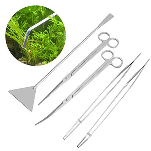 VANZACK 6 in 1 Aquarium Tool Kit Plant Tweezers Scissors Fish Tank Cleaning Tools Perfect for Freshwater and Saltwater