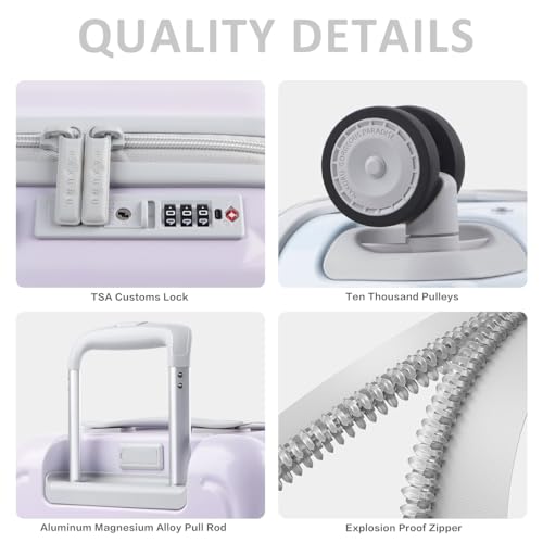 20 Inch Large Hardshell Suitcase with Wheels, Family Luggage Set, Extra-thick aluminum frame Lightweight Checked Suitcase with Spinner Wheels & TSA Lock, Purple4