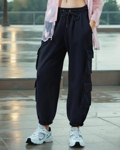 Image of Bewakoof Women's Fleece Super Loose Fit Joggers|Bewakoof Heavy Duty 1.0 | Track pants for woman | Lower for women | Multipurpose | Activewear | Utility Pockets | Lightweight & Flexible Elastic Waist | Casual Joggers | Loose Fit