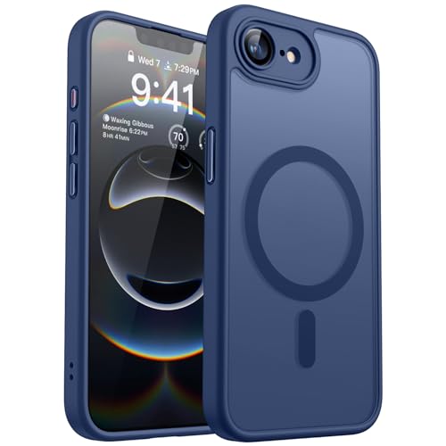 Image of CANSHN Magnetic for iPhone 17e / 16e Case, Upgraded [Full Camera Protection] [Compatible with Magsafe] [Translucent Matte] Shockproof Protective Phone Case for iPhone 17e / 16e - Deep Blue