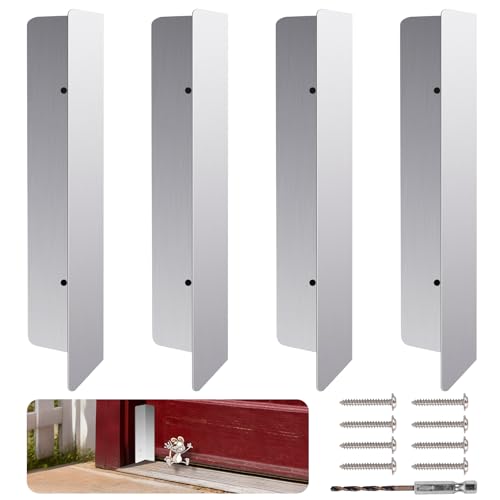 4 Pcs Heavy Duty Stainless Steel Garage Door Rodent and Snake Guard Permanent Seal Protection Kit Fits Most Standard Garage Doors
