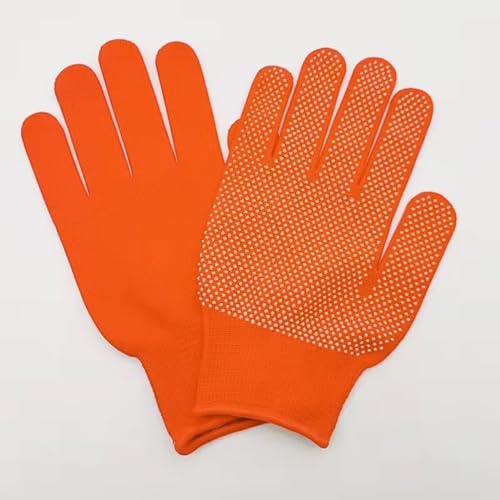 Image of Heega PVC Dotted Cricket Tennis and Batting Gloves for Men with Flexible and Secure Elastic Wrist | Extra Grip, Breathable Cotton Tennis Batting Gloves for Cricket (Orange, 2 Pair)