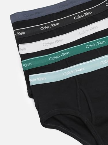 Image of Calvin Klein Underwear Multi Solid Mid Rise Briefs - Pack of 5