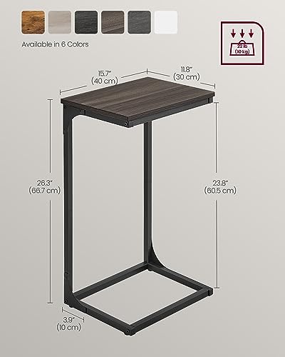 Mesa auxiliar en forma de C deslizable debajo del sofá VASAGLE marrón oscuro 8