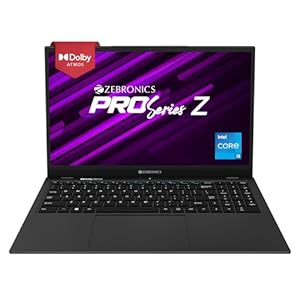 ZEBRONICS PRO Series Z NBC 4S, Intel Core 12th Gen i5 Processor 16GB RAM & 512GB SSD Laptop, 15.6 Inch (39.6CM), IPS 180° Display, Dolby Atmos, 38.5Wh Large Battery, Windows 11, Space Grey, 1.76 Kg