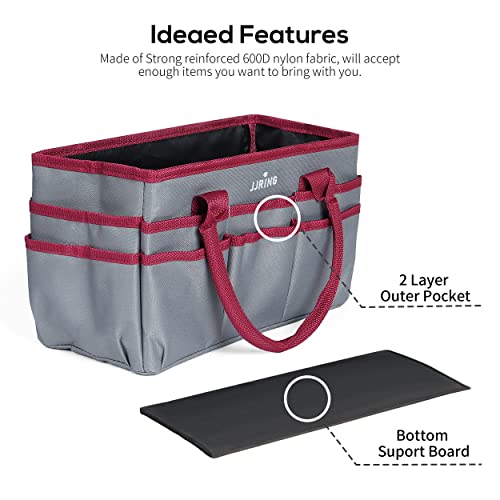 Image of JJRING Craft and Art Tote - 600D Grey Nylon Fabric Art Sewing Organizer Bag with Pockets - for Craft, Scrapbooking, Medical, and Office Supplies Storage