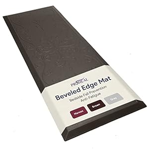 Beveled Edge Fall Mat for Elderly – Fall Prevention for Seniors – Bedside Safety Floor Mat – Elegantly Designed Brown Fall Pads for Elderly – 70″ x 24″ x 0.7″