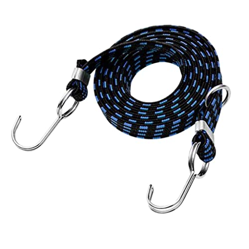 Tiuimk Stretch Elastic Bikes Luggage Hanging Rope Belts Strap with Hooks 2M Blue