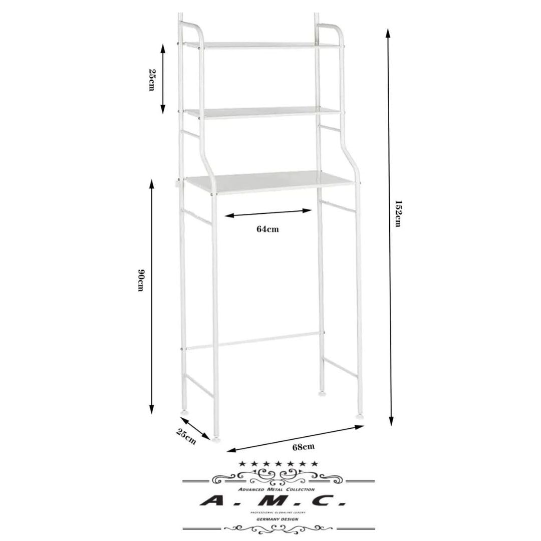 A.M.C. Scaffale da Bagno Salvaspazio Scaffali forati per lavatrice 3 ripiani bianco resistenti