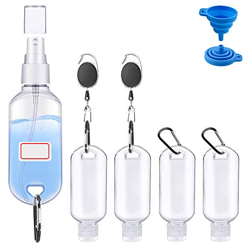 DaskFire Conjunto de garrafas recarregáveis 4 peças de 50 ml. Recipiente para apertar 1 peça de 60 ml. Garrafas de spray para viagens. Garrafas à prova de fugas com bobinas para líquidos.