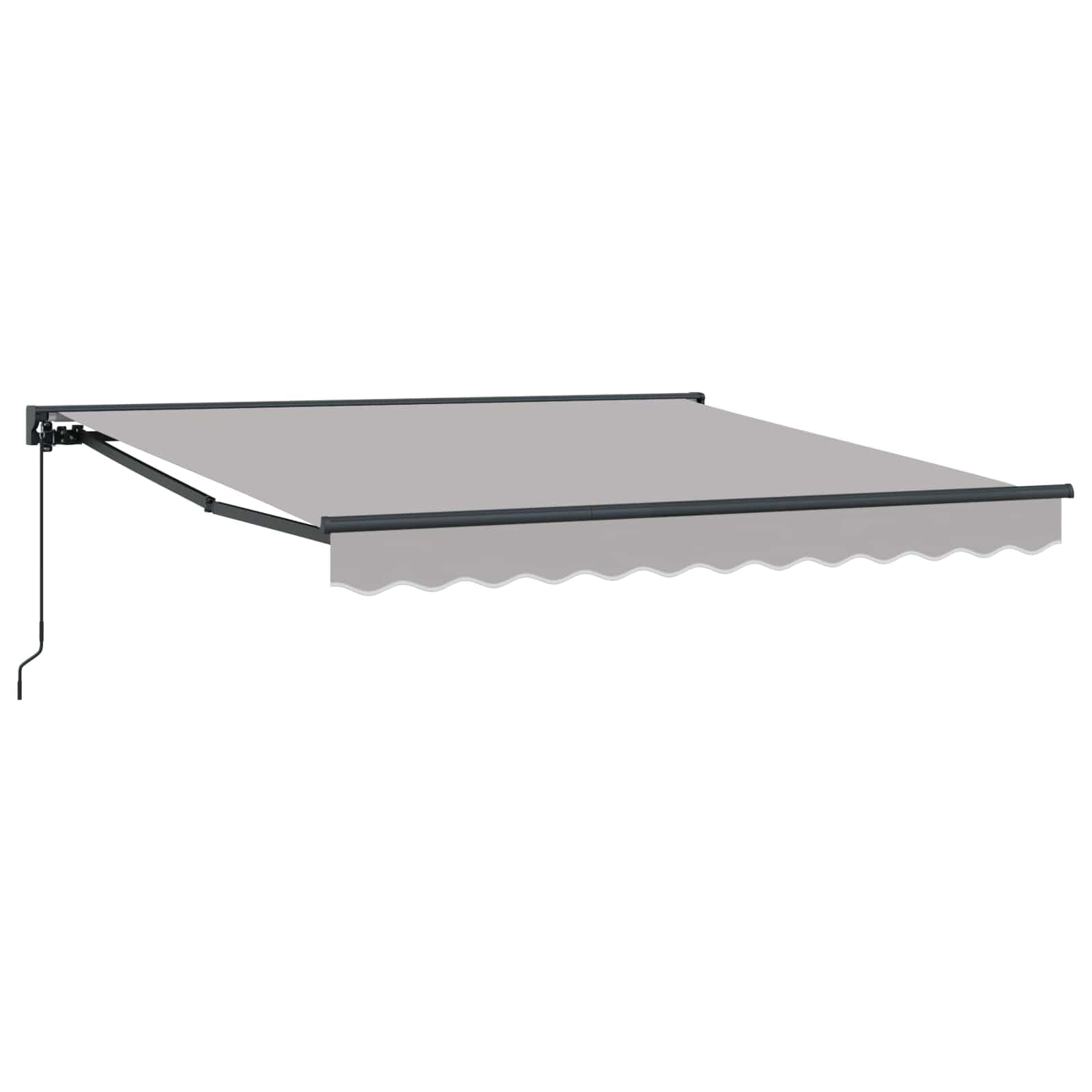 Tenda da sole retrattile con montaggio a parete, grigio chiaro, 300 x 250 cm, con tessuto in poliestere rivestito in poliuretano, telaio in acciaio e alluminio verniciato a polvere, manovella manuale