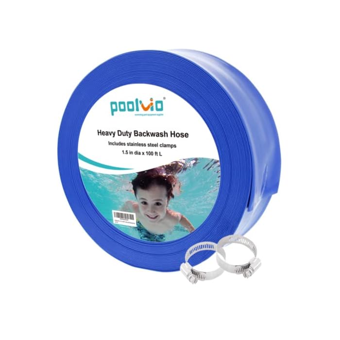 Buy Poolvio 11/2" x 100' Professional Blue Backwash Hose with Clamps