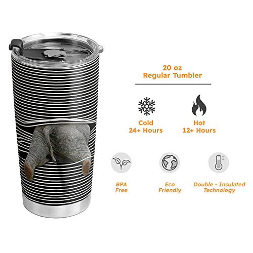 64Hydro 20Oz Elephant Gifts For Women, Men, Birthday Gifts For Her, Him, Coffee Thermos, Funny Cool Gag Gifts, Animal Lovers Gifts, Cute Elephant Tumbler Cup, Insulated Travel Coffee Mug With Lid #TOP5