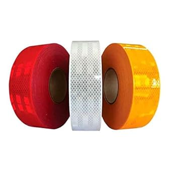 SHASALES Radium Reflective Warning Tape Waterproof For Multipurpose Uses Sticker High Intensity Conspicuity pack of 3 Red, Yellow & White (10 METER)