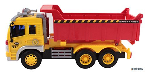 Memtes Friction Powered Dump Truck Toy with Lights and Sound for Kids