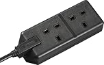 Masterplug Two Socket Double Extension Lead, 4 Metre Cable, Unswitched, Heavy Duty, Rewireable, 2-Way Plug Extension Cable, Work Power, Permaplug, Black, 13A, 2G, 4m, EXS1324B