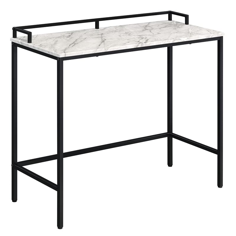 OS Home and Office Furniture Brighton Console Table with Faux White Marble Top