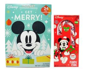 Mickey's 2pc Gift Set ~ Advent Holiday Countdown Calendar & Jumbo Candy Cane