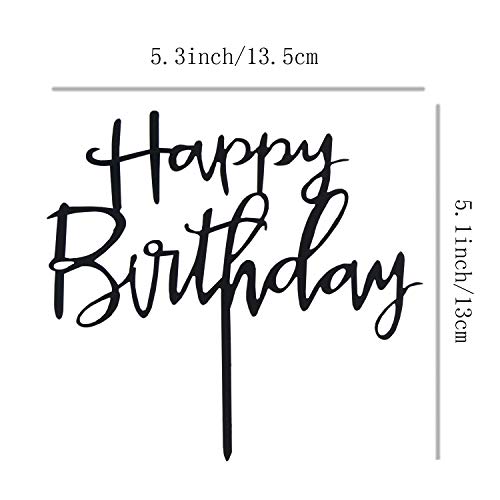 Happy Birthday Cake Topper. Cake Party Decorations, Acrylic Black Birthday Cake Topper #TOP1