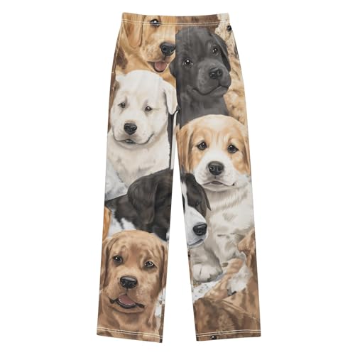 ZZXXB Cartoon Puppy Dog Boys Long Pants Soft Trousers Elastic Waist Kids Lounge Bottoms with Pockets S-XL