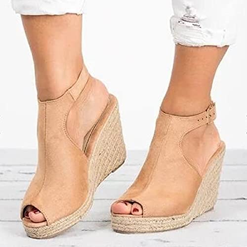 Pbnbp Casual Espadrilles Wedge Sandals For Women Summer Platform Sandals Peep Toe Beach Shoes Ankle Strap Buckle Mules Dressy Comfort Trendy Sandalias thumb #2
