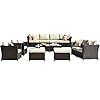 ovios Patio Furniture Set 12 PCS Outdoor Furniture Conversation Set PE Rattan Wicker Sectional with 4 Pillows and 2…