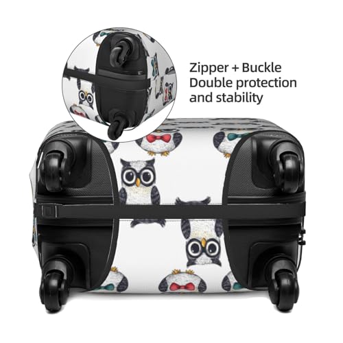 Luggage Cover Protector - Bow Tie Owl Print Suitcase Covers for Luggage Fit 25-28 Inch Suitcase3